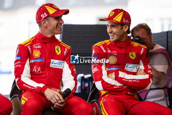 2024-06-08 - PIER GUIDI Alessandro (ita), Ferrari AF Corse, Ferrari 499P #51, Hypercar, FIA WEC, GIOVINAZZI Antonio (ita), Ferrari AF Corse, Ferrari 499P #51, Hypercar, FIA WEC, portrait during the Scrutineering of the 2024 24 Hours of Le Mans, 4th round of the 2024 FIA World Endurance Championship, on the Place de la République, from June 7 to 8, 2024 in Le Mans, France - 24 HEURES DU MANS 2024 - SCRUTINEERING - ENDURANCE - MOTORS