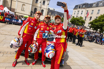 2024-06-08 - 50 FUOCO Antonio (ita), MOLINA Miguel (spa), NIELSEN Nicklas (dnk), Ferrari AF Corse, Ferrari 499P #50, Hypercar, FIA WEC, portrait during the Scrutineering of the 2024 24 Hours of Le Mans, 4th round of the 2024 FIA World Endurance Championship, on the Place de la République, from June 7 to 8, 2024 in Le Mans, France - 24 HEURES DU MANS 2024 - SCRUTINEERING - ENDURANCE - MOTORS