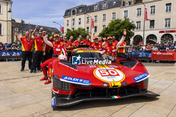 2024-06-08 - 50 FUOCO Antonio (ita), MOLINA Miguel (spa), NIELSEN Nicklas (dnk), Ferrari AF Corse, Ferrari 499P #50, Hypercar, FIA WEC, portrait during the Scrutineering of the 2024 24 Hours of Le Mans, 4th round of the 2024 FIA World Endurance Championship, on the Place de la République, from June 7 to 8, 2024 in Le Mans, France - 24 HEURES DU MANS 2024 - SCRUTINEERING - ENDURANCE - MOTORS