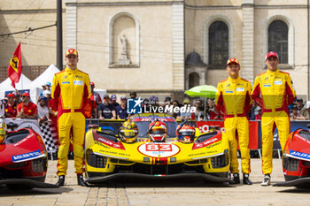 2024-06-08 - 83 KUBICA Robert (pol), SHWARTZMAN Robert (isr), YE Yifei (chn), AF Corse, Ferrari 499P #83, Hypercar, FIA WEC, portrait during the Scrutineering of the 2024 24 Hours of Le Mans, 4th round of the 2024 FIA World Endurance Championship, on the Place de la République, from June 7 to 8, 2024 in Le Mans, France - 24 HEURES DU MANS 2024 - SCRUTINEERING - ENDURANCE - MOTORS