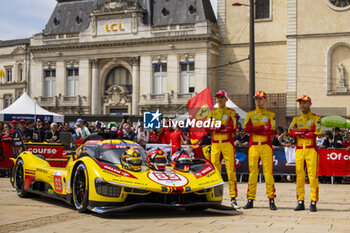 2024-06-08 - 83 KUBICA Robert (pol), SHWARTZMAN Robert (isr), YE Yifei (chn), AF Corse, Ferrari 499P #83, Hypercar, FIA WEC, portrait during the Scrutineering of the 2024 24 Hours of Le Mans, 4th round of the 2024 FIA World Endurance Championship, on the Place de la République, from June 7 to 8, 2024 in Le Mans, France - 24 HEURES DU MANS 2024 - SCRUTINEERING - ENDURANCE - MOTORS