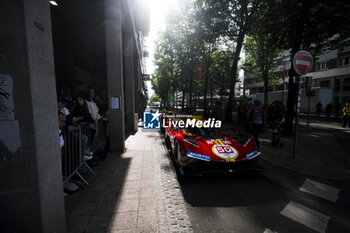 2024-06-08 - 50 FUOCO Antonio (ita), MOLINA Miguel (spa), NIELSEN Nicklas (dnk), Ferrari AF Corse, Ferrari 499P #50, Hypercar, FIA WEC, action during the Scrutineering of the 2024 24 Hours of Le Mans, 4th round of the 2024 FIA World Endurance Championship, on the Place de la République, from June 7 to 8, 2024 in Le Mans, France - 24 HEURES DU MANS 2024 - SCRUTINEERING - ENDURANCE - MOTORS