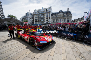 2024-06-08 - 51 PIER GUIDI Alessandro (ita), CALADO James (gbr), GIOVINAZZI Antonio (ita), Ferrari AF Corse, Ferrari 499P #51, Hypercar, FIA WEC, action during the Scrutineering of the 2024 24 Hours of Le Mans, 4th round of the 2024 FIA World Endurance Championship, on the Place de la République, from June 7 to 8, 2024 in Le Mans, France - 24 HEURES DU MANS 2024 - SCRUTINEERING - ENDURANCE - MOTORS