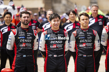 2024-06-08 - 07 LOPEZ José María (arg), KOBAYASHI Kamui (jpn), DE VRIES Nyck (nld), Toyota Gazoo Racing, Toyota GR010 - Hybrid #07, Hypercar, FIA WEC, portrait during the Scrutineering of the 2024 24 Hours of Le Mans, 4th round of the 2024 FIA World Endurance Championship, on the Place de la République, from June 7 to 8, 2024 in Le Mans, France - 24 HEURES DU MANS 2024 - SCRUTINEERING - ENDURANCE - MOTORS