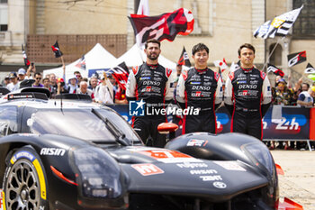 2024-06-08 - 07 LOPEZ José María (arg), KOBAYASHI Kamui (jpn), DE VRIES Nyck (nld), Toyota Gazoo Racing, Toyota GR010 - Hybrid #07, Hypercar, FIA WEC, portrait during the Scrutineering of the 2024 24 Hours of Le Mans, 4th round of the 2024 FIA World Endurance Championship, on the Place de la République, from June 7 to 8, 2024 in Le Mans, France - 24 HEURES DU MANS 2024 - SCRUTINEERING - ENDURANCE - MOTORS