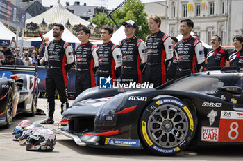 2024-06-08 - 07 LOPEZ José María (arg), KOBAYASHI Kamui (jpn), DE VRIES Nyck (nld), Toyota Gazoo Racing, Toyota GR010 - Hybrid #07, Hypercar, FIA WEC, action 08 BUEMI Sébastien (swi), HARTLEY Brendon (nzl), HIRAKAWA Ryo (jpn), Toyota Gazoo Racing, Toyota GR010 - Hybrid #08, Hypercar, FIA WEC, ambiance during the Scrutineering of the 2024 24 Hours of Le Mans, 4th round of the 2024 FIA World Endurance Championship, on the Place de la République, from June 7 to 8, 2024 in Le Mans, France - 24 HEURES DU MANS 2024 - SCRUTINEERING - ENDURANCE - MOTORS