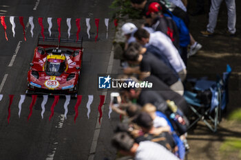 2024-06-08 - 51 PIER GUIDI Alessandro (ita), CALADO James (gbr), GIOVINAZZI Antonio (ita), Ferrari AF Corse, Ferrari 499P #51, Hypercar, FIA WEC, action during the City Centre Procession of the 2024 24 Hours of Le Mans, 4th round of the 2024 FIA World Endurance Championship, on June 8, 2024 in Le Mans, France - 24 HEURES DU MANS 2024 - CITY CENTRE PROCESSION - ENDURANCE - MOTORS