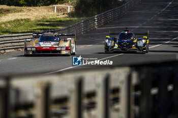 2024-06-09 - 38 RASMUSSEN Oliver (dnk), HANSON Philip (gbr), BUTTON Jenson (gbr), Hertz Team Jota, Porsche 963 #38, Hypercar, FIA WEC, 09 RIED Jonas (ger), CAPIETTO Maceo (fra), VISCAAL Bent (nld), Proton Competition, Oreca 07 - Gibson #09, LMP2, action during the Free Practice 1 - Test Day of the 2024 24 Hours of Le Mans, 4th round of the 2024 FIA World Endurance Championship, on the Circuit des 24 Heures du Mans, on June 9, 2024 in Le Mans, France - 24 HEURES DU MANS 2024 - FREE PRACTICE 1 - TEST DAY - ENDURANCE - MOTORS