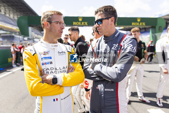 2024-06-11 - BUEMI Sébastien (swi), Toyota Gazoo Racing, Toyota GR010 - Hybrid #08, Hypercar, FIA WEC, BRAUN Colin (usa), Crowdstrike Racing by APR, Oreca 07 - Gibson #45, LMP2 PRO/AM, portrait during the 2024 24 Hours of Le Mans, 4th round of the 2024 FIA World Endurance Championship, on the Circuit des 24 Heures du Mans, on June 11, 2024 in Le Mans, France - 24 HEURES DU MANS 2024 - TUESDAY - ENDURANCE - MOTORS