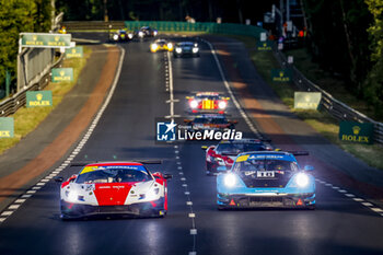 2024-06-12 - 12 JOUSSET Frédéric (fra), FUMANELLI David Cleto (ita), Kessel Racing, Ferrari 296 GT3, GT3, #12, action, 18 JONES Nicholas (gbr), MULLER Sven (ger), High Class Racing, Porsche 911 GT3 R (992), GT3, #18, action during the Road to Le Mans 2024, 3rd round of the 2024 Michelin Le Mans Cup, on the Circuit des 24 Heures du Mans, from June 12 to 15, 2024 in Le Mans, France - AUTO - ROAD TO LE MANS 2024 - ENDURANCE - MOTORS