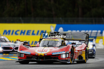 2024-06-12 - 50 FUOCO Antonio (ita), MOLINA Miguel (spa), NIELSEN Nicklas (dnk), Ferrari AF Corse, Ferrari 499P #50, Hypercar, FIA WEC, action during the 2024 24 Hours of Le Mans, 4th round of the 2024 FIA World Endurance Championship, on the Circuit des 24 Heures du Mans, on June 12, 2024 in Le Mans, France - 24 HEURES DU MANS 2024 - WEDNESDAY - ENDURANCE - MOTORS