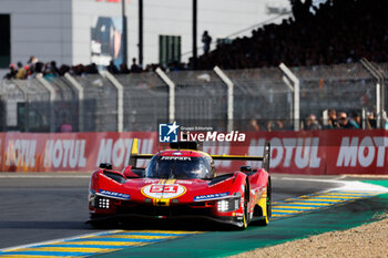 2024-06-12 - 51 PIER GUIDI Alessandro (ita), CALADO James (gbr), GIOVINAZZI Antonio (ita), Ferrari AF Corse, Ferrari 499P #51, Hypercar, FIA WEC, action during the 2024 24 Hours of Le Mans, 4th round of the 2024 FIA World Endurance Championship, on the Circuit des 24 Heures du Mans, on June 12, 2024 in Le Mans, France - 24 HEURES DU MANS 2024 - WEDNESDAY - ENDURANCE - MOTORS