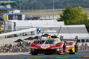 2024-06-12 - 50 FUOCO Antonio (ita), MOLINA Miguel (spa), NIELSEN Nicklas (dnk), Ferrari AF Corse, Ferrari 499P #50, Hypercar, FIA WEC, action during the 2024 24 Hours of Le Mans, 4th round of the 2024 FIA World Endurance Championship, on the Circuit des 24 Heures du Mans, on June 12, 2024 in Le Mans, France - 24 HEURES DU MANS 2024 - WEDNESDAY - ENDURANCE - MOTORS