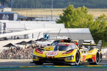 2024-06-12 - 83 KUBICA Robert (pol), SHWARTZMAN Robert (isr), YE Yifei (chn), AF Corse, Ferrari 499P #83, Hypercar, FIA WEC, action during the 2024 24 Hours of Le Mans, 4th round of the 2024 FIA World Endurance Championship, on the Circuit des 24 Heures du Mans, on June 12, 2024 in Le Mans, France - 24 HEURES DU MANS 2024 - WEDNESDAY - ENDURANCE - MOTORS