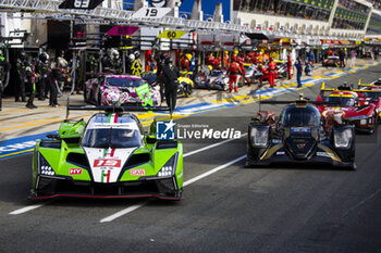 2024-06-12 - 19 GROSJEAN Romain (fra), CALDARELLI Andrea (ita), CAIROLI Matteo (ita), Lamborghini Iron Lynx, Lamborghini SC63 #19, Hypercar, 24 SCHERER Fabio (swi), HEINEMEIER HANSSON David (dnk), SIMPSON Kyffin (usa), Nielsen Racing, Oreca 07 - Gibson #24, LMP2, action during the Wednesday Qualifying session of the 2024 24 Hours of Le Mans, 4th round of the 2024 FIA World Endurance Championship, on the Circuit des 24 Heures du Mans, on June 12, 2024 in Le Mans, France - 24 HEURES DU MANS 2024 - WEDNESDAY - QUALIFYING - ENDURANCE - MOTORS