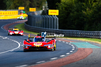 2024-06-12 - 51 PIER GUIDI Alessandro (ita), CALADO James (gbr), GIOVINAZZI Antonio (ita), Ferrari AF Corse, Ferrari 499P #51, Hypercar, FIA WEC, action during the Wednesday Qualifying session of the 2024 24 Hours of Le Mans, 4th round of the 2024 FIA World Endurance Championship, on the Circuit des 24 Heures du Mans, on June 12, 2024 in Le Mans, France - 24 HEURES DU MANS 2024 - WEDNESDAY - QUALIFYING - ENDURANCE - MOTORS