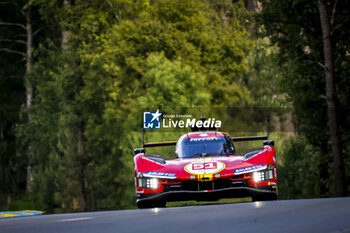 2024-06-12 - 51 PIER GUIDI Alessandro (ita), CALADO James (gbr), GIOVINAZZI Antonio (ita), Ferrari AF Corse, Ferrari 499P #51, Hypercar, FIA WEC, action during the Wednesday Qualifying session of the 2024 24 Hours of Le Mans, 4th round of the 2024 FIA World Endurance Championship, on the Circuit des 24 Heures du Mans, on June 12, 2024 in Le Mans, France - 24 HEURES DU MANS 2024 - WEDNESDAY - QUALIFYING - ENDURANCE - MOTORS