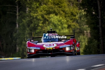 2024-06-12 - 51 PIER GUIDI Alessandro (ita), CALADO James (gbr), GIOVINAZZI Antonio (ita), Ferrari AF Corse, Ferrari 499P #51, Hypercar, FIA WEC, action during the Wednesday Qualifying session of the 2024 24 Hours of Le Mans, 4th round of the 2024 FIA World Endurance Championship, on the Circuit des 24 Heures du Mans, on June 12, 2024 in Le Mans, France - 24 HEURES DU MANS 2024 - WEDNESDAY - QUALIFYING - ENDURANCE - MOTORS