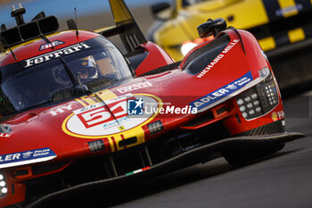 2024-06-12 - 51 PIER GUIDI Alessandro (ita), CALADO James (gbr), GIOVINAZZI Antonio (ita), Ferrari AF Corse, Ferrari 499P #51, Hypercar, FIA WEC, action during the Wednesday Qualifying session of the 2024 24 Hours of Le Mans, 4th round of the 2024 FIA World Endurance Championship, on the Circuit des 24 Heures du Mans, on June 12, 2024 in Le Mans, France - 24 HEURES DU MANS 2024 - WEDNESDAY - QUALIFYING - ENDURANCE - MOTORS