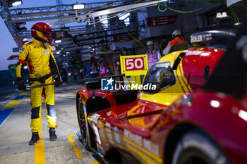 2024-06-12 - 50 FUOCO Antonio (ita), MOLINA Miguel (spa), NIELSEN Nicklas (dnk), Ferrari AF Corse, Ferrari 499P #50, Hypercar, FIA WEC, ambiance during the Free Practice 2 of the 2024 24 Hours of Le Mans, 4th round of the 2024 FIA World Endurance Championship, on the Circuit des 24 Heures du Mans, on June 12, 2024 in Le Mans, France - 24 HEURES DU MANS 2024 - WEDNESDAY - FREE PRACTICE 2 - ENDURANCE - MOTORS