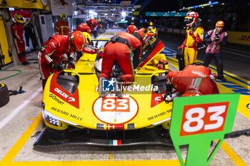 2024-06-12 - 83 KUBICA Robert (pol), SHWARTZMAN Robert (isr), YE Yifei (chn), AF Corse, Ferrari 499P #83, Hypercar, FIA WEC, action during the Free Practice 2 of the 2024 24 Hours of Le Mans, 4th round of the 2024 FIA World Endurance Championship, on the Circuit des 24 Heures du Mans, on June 12, 2024 in Le Mans, France - 24 HEURES DU MANS 2024 - WEDNESDAY - FREE PRACTICE 2 - ENDURANCE - MOTORS