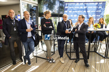 2024-06-13 - LEQUIEN Frédéric (fra), CEO of the FIA World Endurance Championship, BOVY Sarah (bel), Iron Dames, Lamborghini Huracan GT3 Evo2 #85, LM GT3, FIA WEC, MILLE Richard (fra), Président ot the FIA Endurance Commission, FILLON Pierre (fra), President of ACO, portrait during the 2024 24 Hours of Le Mans, 4th round of the 2024 FIA World Endurance Championship, on the Circuit des 24 Heures du Mans, on June 13, 2024 in Le Mans, France - 24 HEURES DU MANS 2024 - THURSDAY - ENDURANCE - MOTORS