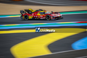 2024-06-13 - 50 FUOCO Antonio (ita), MOLINA Miguel (spa), NIELSEN Nicklas (dnk), Ferrari AF Corse, Ferrari 499P #50, Hypercar, FIA WEC, action during the 2024 24 Hours of Le Mans, 4th round of the 2024 FIA World Endurance Championship, on the Circuit des 24 Heures du Mans, on June 13, 2024 in Le Mans, France - 24 HEURES DU MANS 2024 - THURSDAY - ENDURANCE - MOTORS