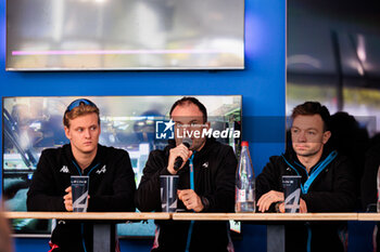 2024-06-13 - 36 VAXIVIERE Matthieu (fra), SCHUMACHER Mick (ger), LAPIERRE Nicolas (fra), Alpine Endurance Team, Alpine A424 #36, Hypercar, FIA WEC, portrait at the Meet the Alpine Endurance Team during the 2024 24 Hours of Le Mans, 4th round of the 2024 FIA World Endurance Championship, on the Circuit des 24 Heures du Mans, on June 13, 2024 in Le Mans, France - 24 HEURES DU MANS 2024 - THURSDAY - ENDURANCE - MOTORS