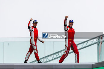 2024-06-13 - Podium, FUMANELLI David Cleto (ita), Kessel Racing, Ferrari 296 GT3, GT3, #12, portrait, JOUSSET Frédéric (fra), Kessel Racing, Ferrari 296 GT3, GT3, #12, portrait during the Road to Le Mans 2024, 3rd round of the 2024 Michelin Le Mans Cup, on the Circuit des 24 Heures du Mans, from June 12 to 15, 2024 in Le Mans, France - AUTO - ROAD TO LE MANS 2024 - ENDURANCE - MOTORS