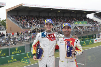 2024-06-13 - 88 TOLEDO Custodio (bra), AGOSTINI Ricciardo (ita), AF Corse, Ferrari 296 GT3, GT3, #88, portrait podium Race 1 during the Road to Le Mans 2024, 3rd round of the 2024 Michelin Le Mans Cup, on the Circuit des 24 Heures du Mans, from June 12 to 15, 2024 in Le Mans, France - AUTO - ROAD TO LE MANS 2024 - ENDURANCE - MOTORS