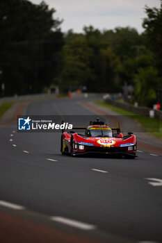 2024-06-13 - 50 FUOCO Antonio (ita), MOLINA Miguel (spa), NIELSEN Nicklas (dnk), Ferrari AF Corse, Ferrari 499P #50, Hypercar, FIA WEC, action during the Free Practice 3 of the 2024 24 Hours of Le Mans, 4th round of the 2024 FIA World Endurance Championship, on the Circuit des 24 Heures du Mans, on June 13, 2024 in Le Mans, France - 24 HEURES DU MANS 2024 - THURSDAY - FREE PRACTICE 3 - ENDURANCE - MOTORS