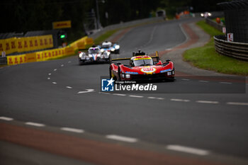 2024-06-13 - 50 FUOCO Antonio (ita), MOLINA Miguel (spa), NIELSEN Nicklas (dnk), Ferrari AF Corse, Ferrari 499P #50, Hypercar, FIA WEC, action during the Free Practice 3 of the 2024 24 Hours of Le Mans, 4th round of the 2024 FIA World Endurance Championship, on the Circuit des 24 Heures du Mans, on June 13, 2024 in Le Mans, France - 24 HEURES DU MANS 2024 - THURSDAY - FREE PRACTICE 3 - ENDURANCE - MOTORS