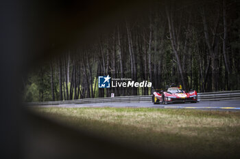 2024-06-13 - 50 FUOCO Antonio (ita), MOLINA Miguel (spa), NIELSEN Nicklas (dnk), Ferrari AF Corse, Ferrari 499P #50, Hypercar, FIA WEC, action during the Free Practice 3 of the 2024 24 Hours of Le Mans, 4th round of the 2024 FIA World Endurance Championship, on the Circuit des 24 Heures du Mans, on June 13, 2024 in Le Mans, France - 24 HEURES DU MANS 2024 - THURSDAY - FREE PRACTICE 3 - ENDURANCE - MOTORS