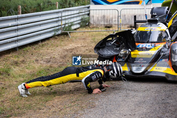 2024-06-13 - HUFFAKER Scott (usa), Panis Racing, Oreca 07 - Gibson #65, LMP2 PRO/AM, portrait crash, accident, during the Free Practice 3 of the 2024 24 Hours of Le Mans, 4th round of the 2024 FIA World Endurance Championship, on the Circuit des 24 Heures du Mans, on June 13, 2024 in Le Mans, France - 24 HEURES DU MANS 2024 - THURSDAY - FREE PRACTICE 3 - ENDURANCE - MOTORS