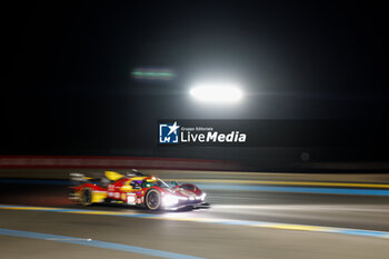 2024-06-13 - 50 FUOCO Antonio (ita), MOLINA Miguel (spa), NIELSEN Nicklas (dnk), Ferrari AF Corse, Ferrari 499P #50, Hypercar, FIA WEC, action during the Free Practice 4 of the 2024 24 Hours of Le Mans, 4th round of the 2024 FIA World Endurance Championship, on the Circuit des 24 Heures du Mans, on June 13, 2024 in Le Mans, France - 24 HEURES DU MANS 2024 - THURSDAY - FREE PRACTICE 4 - ENDURANCE - MOTORS