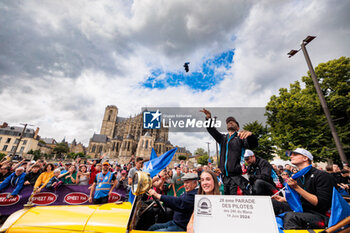 2024-06-14 - 36 VAXIVIERE Matthieu (fra), SCHUMACHER Mick (ger), LAPIERRE Nicolas (fra), Alpine Endurance Team, Alpine A424 #36, Hypercar, FIA WEC, portrait during the Grande Parade des Pilotes of the 2024 24 Hours of Le Mans, 4th round of the 2024 FIA World Endurance Championship, on the Circuit des 24 Heures du Mans, on June 14, 2024 in Le Mans, France- Photo Germain Hazard / DPPI - 24 HEURES DU MANS 2024 - PARADE - ENDURANCE - MOTORS