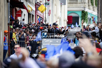 2024-06-14 - 36 VAXIVIERE Matthieu (fra), SCHUMACHER Mick (ger), LAPIERRE Nicolas (fra), Alpine Endurance Team, Alpine A424 #36, Hypercar, FIA WEC, portrait during the Grande Parade des Pilotes of the 2024 24 Hours of Le Mans, 4th round of the 2024 FIA World Endurance Championship, on the Circuit des 24 Heures du Mans, on June 14, 2024 in Le Mans, France - 24 HEURES DU MANS 2024 - PARADE - ENDURANCE - MOTORS