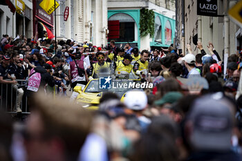 2024-06-14 - 81 EASTWOOD Charlie (irl), ANDRADE Rui (ang), VAN ROMPUY Tom (bel), TF Sport, Corvette Z06 GT3.R #81, LM GT3, FIA WEC, portrait during the Grande Parade des Pilotes of the 2024 24 Hours of Le Mans, 4th round of the 2024 FIA World Endurance Championship, on the Circuit des 24 Heures du Mans, on June 14, 2024 in Le Mans, France - 24 HEURES DU MANS 2024 - PARADE - ENDURANCE - MOTORS