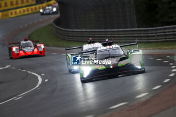 2024-06-15 - 63 BORTOLOTTI Mirko (ita), MORTARA Edoardo (ita), KVYAT Daniil, Lamborghini Iron Lynx, Lamborghini SC63 #63, Hypercar, FIA WEC, 19 GROSJEAN Romain (fra), CALDARELLI Andrea (ita), CAIROLI Matteo (ita), Lamborghini Iron Lynx, Lamborghini SC63 #19, Hypercar, action during the Warm-Up of the 2024 24 Hours of Le Mans, 4th round of the 2024 FIA World Endurance Championship, on the Circuit des 24 Heures du Mans, on June 15, 2024 in Le Mans, France - 24 HEURES DU MANS 2024 - WARM-UP - ENDURANCE - MOTORS