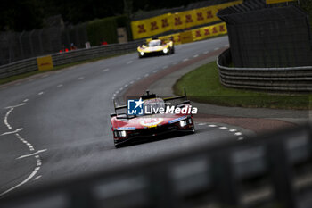 2024-06-15 - 51 PIER GUIDI Alessandro (ita), CALADO James (gbr), GIOVINAZZI Antonio (ita), Ferrari AF Corse, Ferrari 499P #51, Hypercar, FIA WEC, action during the Warm-Up of the 2024 24 Hours of Le Mans, 4th round of the 2024 FIA World Endurance Championship, on the Circuit des 24 Heures du Mans, on June 15, 2024 in Le Mans, France - 24 HEURES DU MANS 2024 - WARM-UP - ENDURANCE - MOTORS