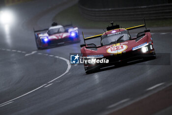 2024-06-15 - 51 PIER GUIDI Alessandro (ita), CALADO James (gbr), GIOVINAZZI Antonio (ita), Ferrari AF Corse, Ferrari 499P #51, Hypercar, FIA WEC, action during the Warm-Up of the 2024 24 Hours of Le Mans, 4th round of the 2024 FIA World Endurance Championship, on the Circuit des 24 Heures du Mans, on June 15, 2024 in Le Mans, France - 24 HEURES DU MANS 2024 - WARM-UP - ENDURANCE - MOTORS