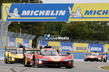 2024-06-15 - 51 PIER GUIDI Alessandro (ita), CALADO James (gbr), GIOVINAZZI Antonio (ita), Ferrari AF Corse, Ferrari 499P #51, Hypercar, FIA WEC, action, during the Warm-Up of the 2024 24 Hours of Le Mans, 4th round of the 2024 FIA World Endurance Championship, on the Circuit des 24 Heures du Mans, on June 15, 2024 in Le Mans, France - 24 HEURES DU MANS 2024 - WARM-UP - ENDURANCE - MOTORS