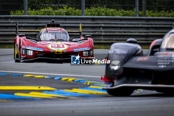 2024-06-15 - 51 PIER GUIDI Alessandro (ita), CALADO James (gbr), GIOVINAZZI Antonio (ita), Ferrari AF Corse, Ferrari 499P #51, Hypercar, FIA WEC, action during the 2024 24 Hours of Le Mans, 4th round of the 2024 FIA World Endurance Championship, on the Circuit des 24 Heures du Mans, from June 15 to 16, 2024 in Le Mans, France - 24 HEURES DU MANS 2024 - RACE - ENDURANCE - MOTORS