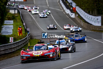 2024-06-15 - 51 PIER GUIDI Alessandro (ita), CALADO James (gbr), GIOVINAZZI Antonio (ita), Ferrari AF Corse, Ferrari 499P #51, Hypercar, FIA WEC, action during the 2024 24 Hours of Le Mans, 4th round of the 2024 FIA World Endurance Championship, on the Circuit des 24 Heures du Mans, from June 15 to 16, 2024 in Le Mans, France - 24 HEURES DU MANS 2024 - RACE - ENDURANCE - MOTORS