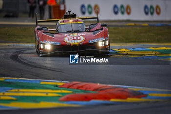 2024-06-15 - 50 FUOCO Antonio (ita), MOLINA Miguel (spa), NIELSEN Nicklas (dnk), Ferrari AF Corse, Ferrari 499P #50, Hypercar, FIA WEC, action during the 2024 24 Hours of Le Mans, 4th round of the 2024 FIA World Endurance Championship, on the Circuit des 24 Heures du Mans, from June 15 to 16, 2024 in Le Mans, France - 24 HEURES DU MANS 2024 - RACE - ENDURANCE - MOTORS