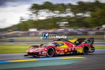 2024-06-15 - 51 PIER GUIDI Alessandro (ita), CALADO James (gbr), GIOVINAZZI Antonio (ita), Ferrari AF Corse, Ferrari 499P #51, Hypercar, FIA WEC, action during the 2024 24 Hours of Le Mans, 4th round of the 2024 FIA World Endurance Championship, on the Circuit des 24 Heures du Mans, from June 15 to 16, 2024 in Le Mans, France - 24 HEURES DU MANS 2024 - RACE - ENDURANCE - MOTORS