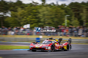 2024-06-15 - 51 PIER GUIDI Alessandro (ita), CALADO James (gbr), GIOVINAZZI Antonio (ita), Ferrari AF Corse, Ferrari 499P #51, Hypercar, FIA WEC, action during the 2024 24 Hours of Le Mans, 4th round of the 2024 FIA World Endurance Championship, on the Circuit des 24 Heures du Mans, from June 15 to 16, 2024 in Le Mans, France - 24 HEURES DU MANS 2024 - RACE - ENDURANCE - MOTORS