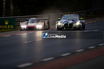 2024-06-15 - 46 MARTIN Maxime (bel), ROSSI Valentino (ita), AL HARTHY Ahmad (omn), Team WRT, BMW M4 GT3 #46, LM GT3 #44, FIA WEC, action 12 STEVENS Will (gbr), ILOTT Callum (gbr), NATO Norman (fra), Hertz Team Jota, Porsche 963 #12, Hypercar, FIA WEC, action during the 2024 24 Hours of Le Mans, 4th round of the 2024 FIA World Endurance Championship, on the Circuit des 24 Heures du Mans, from June 15 to 16, 2024 in Le Mans, France - 24 HEURES DU MANS 2024 - RACE - ENDURANCE - MOTORS