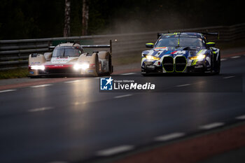 2024-06-15 - 46 MARTIN Maxime (bel), ROSSI Valentino (ita), AL HARTHY Ahmad (omn), Team WRT, BMW M4 GT3 #46, LM GT3 #44, FIA WEC, action 12 STEVENS Will (gbr), ILOTT Callum (gbr), NATO Norman (fra), Hertz Team Jota, Porsche 963 #12, Hypercar, FIA WEC, action during the 2024 24 Hours of Le Mans, 4th round of the 2024 FIA World Endurance Championship, on the Circuit des 24 Heures du Mans, from June 15 to 16, 2024 in Le Mans, France - 24 HEURES DU MANS 2024 - RACE - ENDURANCE - MOTORS