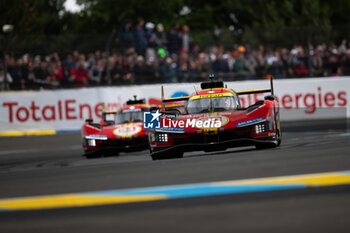 2024-06-15 - 50 FUOCO Antonio (ita), MOLINA Miguel (spa), NIELSEN Nicklas (dnk), Ferrari AF Corse, Ferrari 499P #50, Hypercar, FIA WEC, action during the 2024 24 Hours of Le Mans, 4th round of the 2024 FIA World Endurance Championship, on the Circuit des 24 Heures du Mans, from June 15 to 16, 2024 in Le Mans, France - 24 HEURES DU MANS 2024 - RACE - ENDURANCE - MOTORS